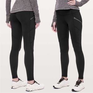 Lululemon Toasty Tech 28” Fleece-Lined Tight — Black, size 4
